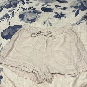 Off white linen shorts